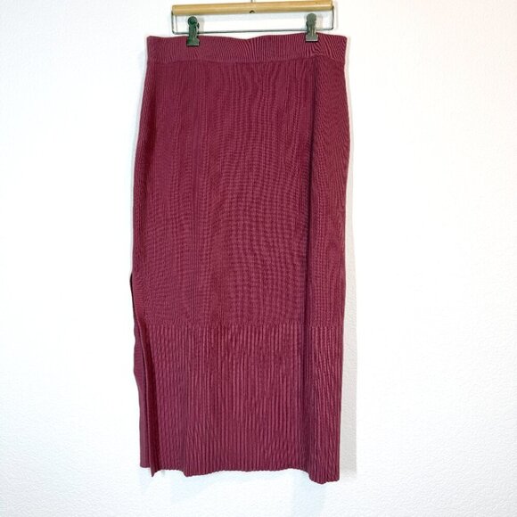 Alp-n-Rock Ida Midi Skirt Pink Slit Pull On Knit Luxury Designer Large - Picture 5 of 12